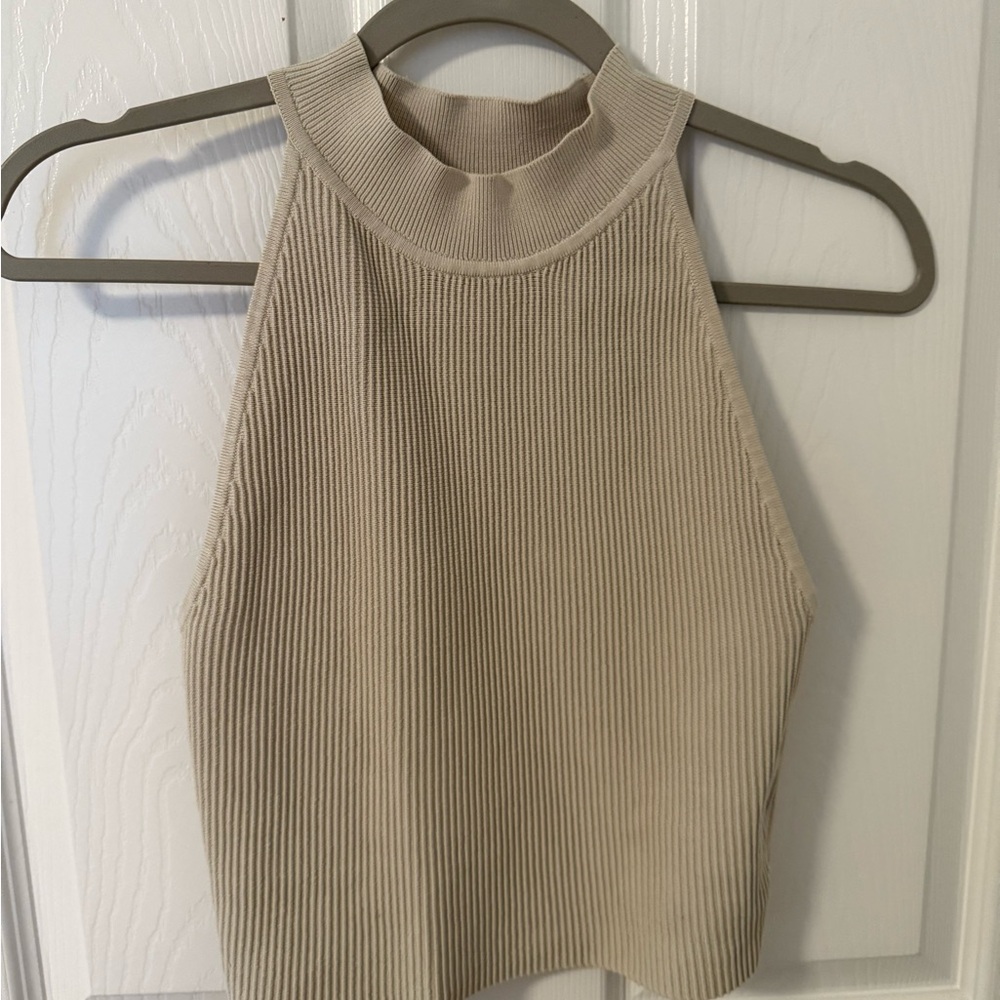 Aritzia Babaton Taupe Ribbed Tank Top